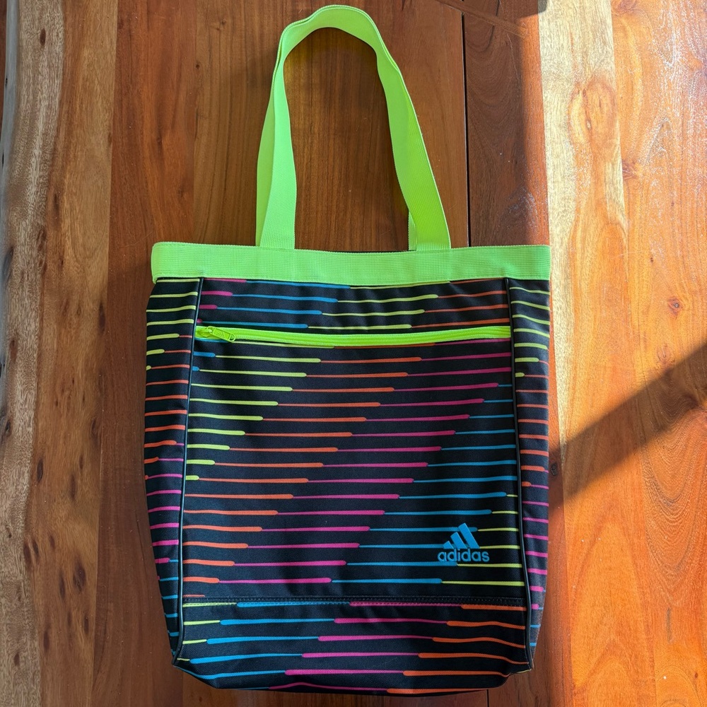 Adidas Multicolor Tote with Neon Green Handles